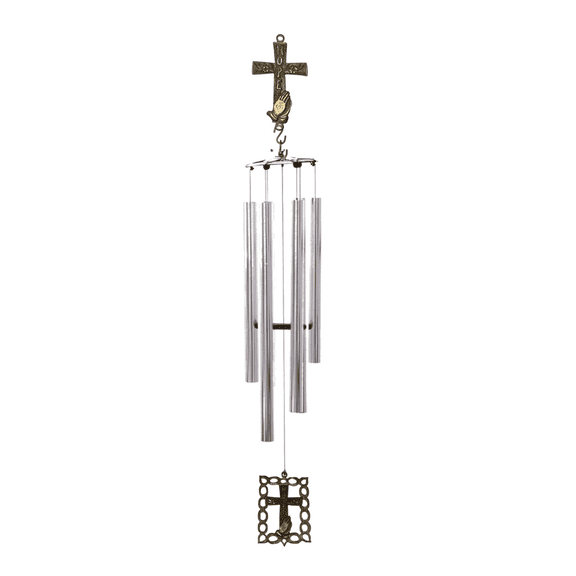Wind Chime - 36in Cross/Hope - Silver Tube