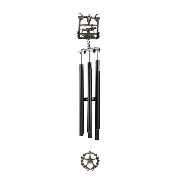 Wind Chime - 36in Longhorn/Star - Black Tube