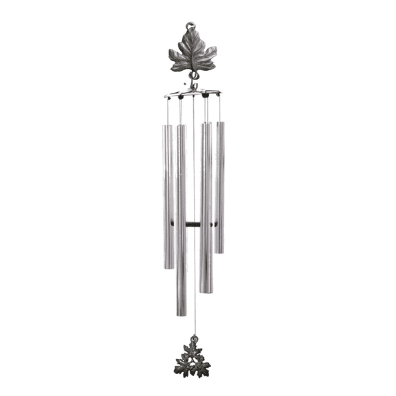 Wind Chime - 36in Maple Leaf - Silver Tube