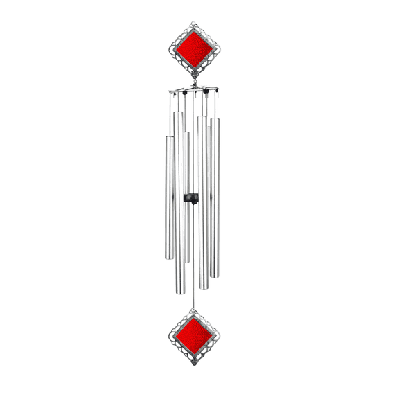 Wind Chime - 36in Stained Glass Blank - Red Glass - Silver Tube