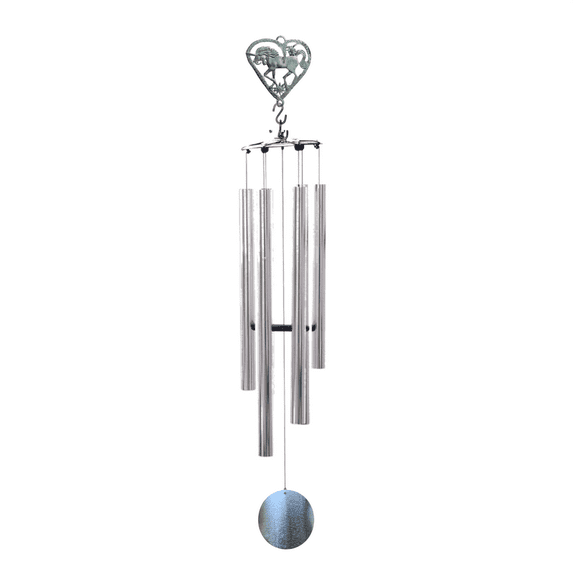 Wind Chime - 50in Unicorn /Heart - Silver Tube