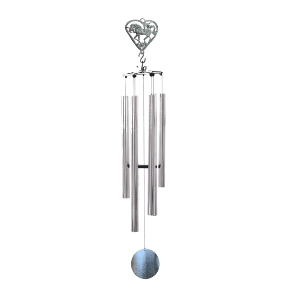 Wind Chime - 50in Unicorn /Heart - Silver Tube