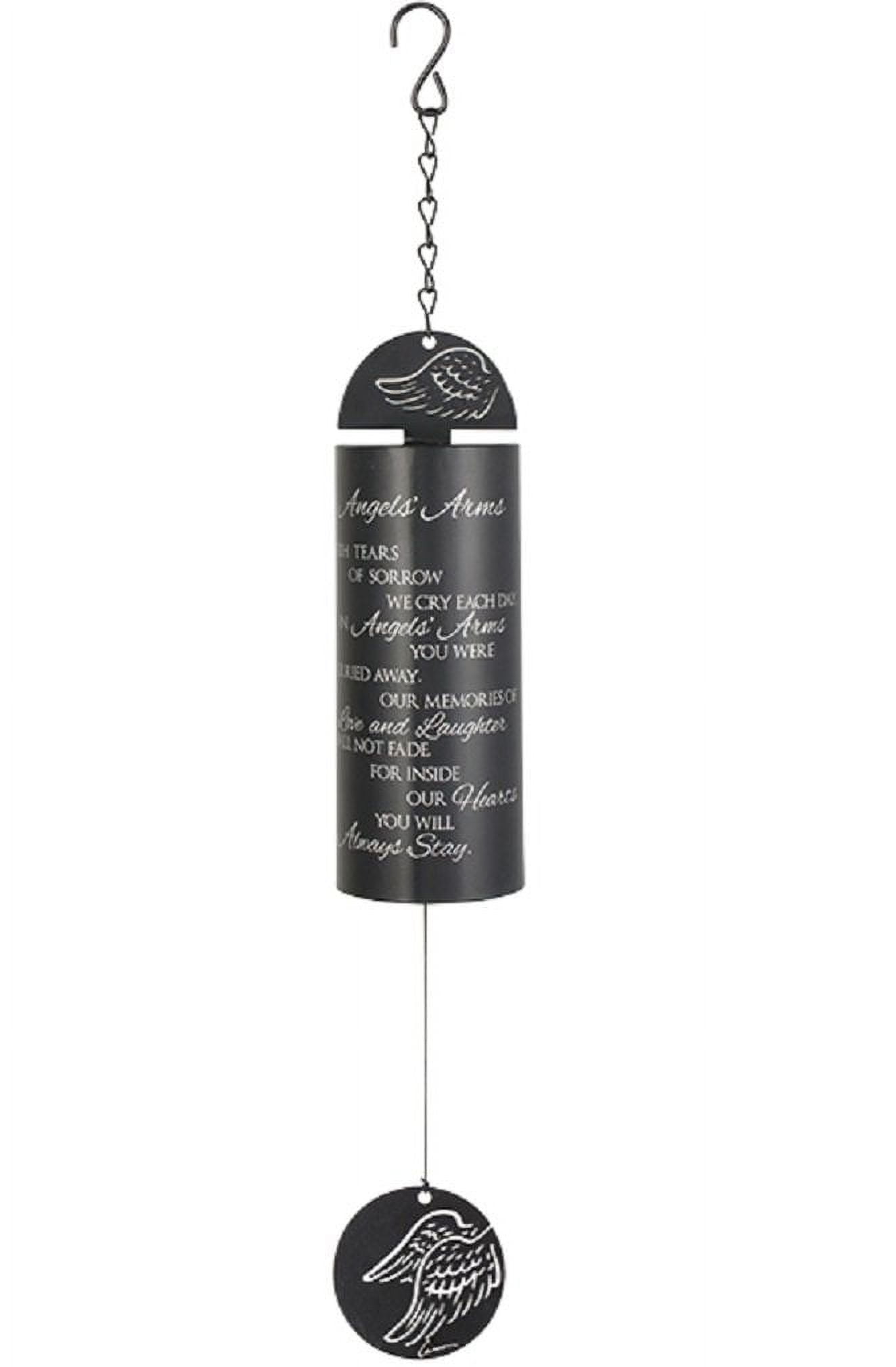Black Cylinder Wind Chime with Angel's Arms Design