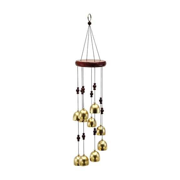 Wind Chimes, 10 Alloy Bells Metal Wind Chime with Wooden Top Frame, Rust-Resistant Waterproof Hanging Ornament, Indoor Outdoor Garden Balcony Decor, Soothing Melodic Sound, 15.75 Inch