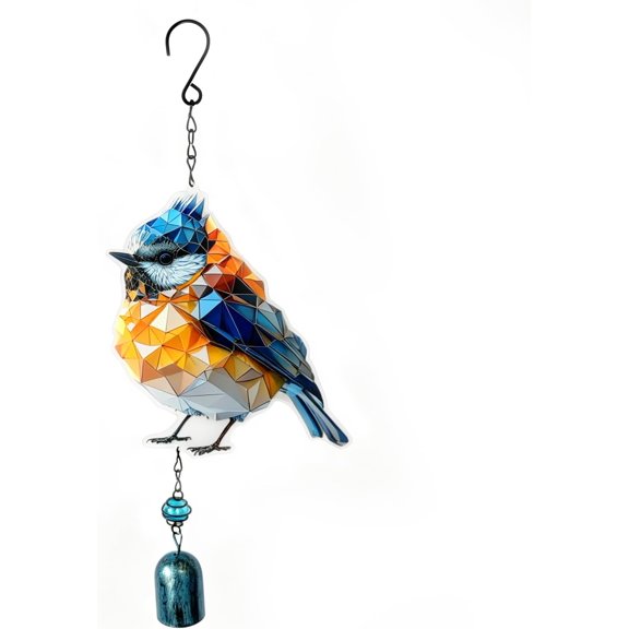 Wind Chimes Bird Deep Tone Outdoor Decor with Realistic Bird Shape & Bell, Lightweight Acrylic Wind Chimes for Garden, Patio, Porch, Mother's Day, Birthday, Christmas (Sparrow01)