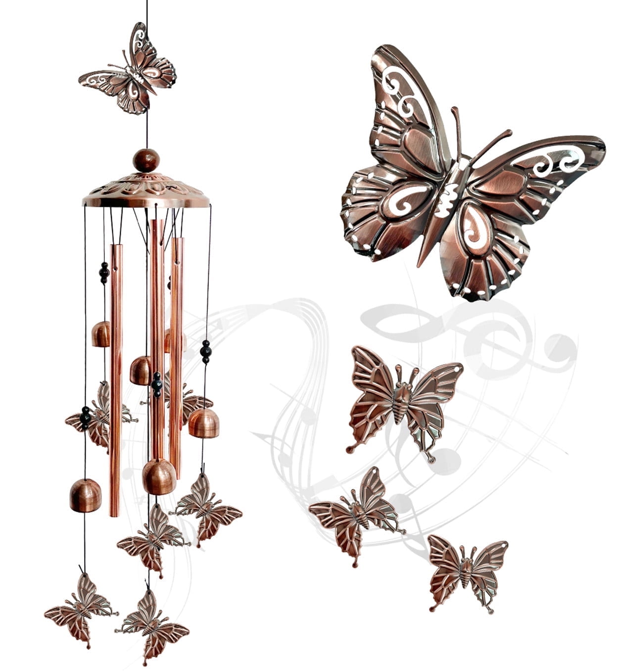 Wind Chimes Butterfly Home Dcor Outdoor Aluminum Tube Windchime for Patio Yard Garden Decor, Mother's Day Housewarming Christmas Gift