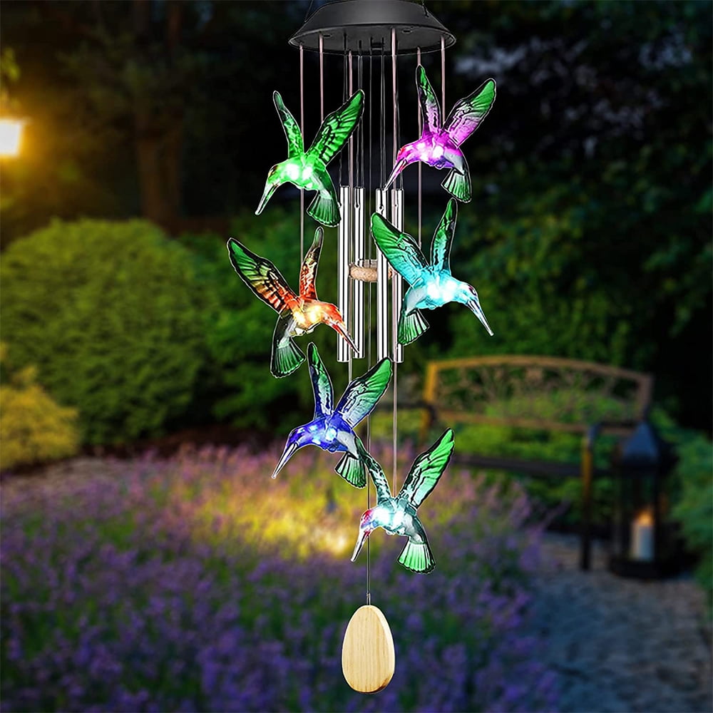 Wind Chimes, Hummingbird Solar Wind Chime Lights, Waterproof for Outside, Patio, Garden