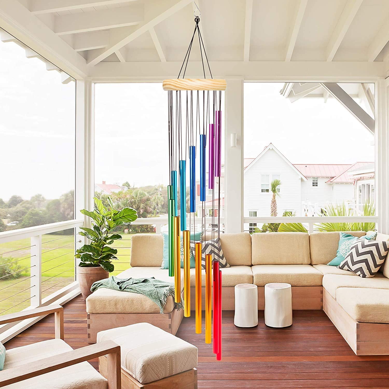 Wind Chimes Outdoor,23" Metal Wind Chimes for Outside with 12 Colorful