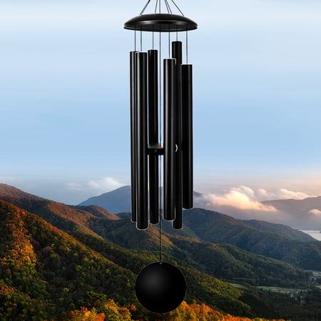 FDCOCI 38-Inch Black Aluminum Deep Tone Wind Chime, Church Bell Sound
