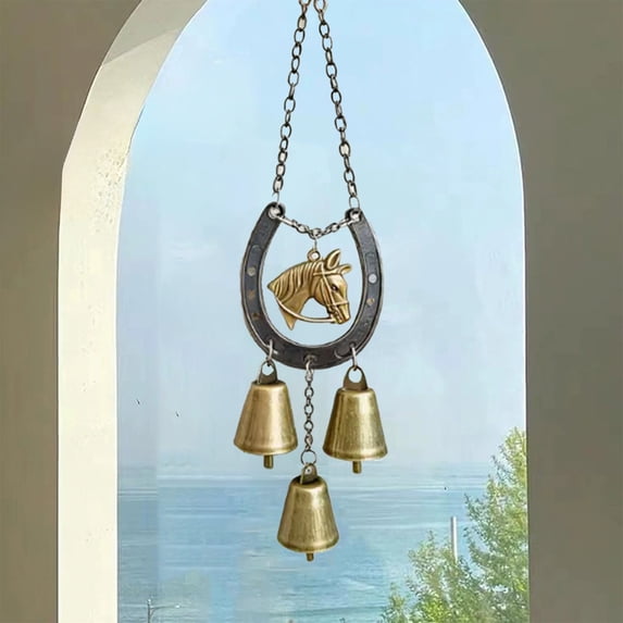 Wind Chimes Outdoor Metal | Horseshoe Shape Garden Wind Chime | Home Decor, Melodious Sound, Bronze Color, Durable Small Bells, 13.8 in, Gift Idea