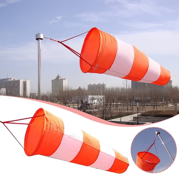 Wind Chimes Outdoor Wind Direction for Airports Farms Parks Reflective Orange White with Polyester Wind Indicator