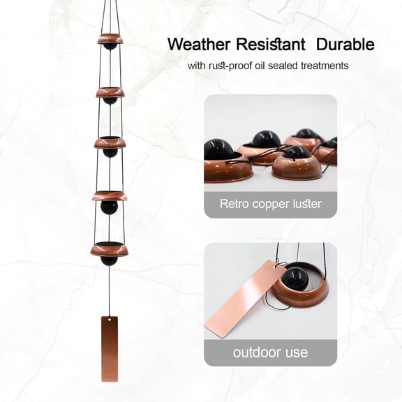 Wind Chimes for Outside with 5 Bell Unique Copper Musical Chimes Feng Shui Windchime for Home Garden Patio Porch Decor Gifts for Mom Grandma$$Garden & Patio