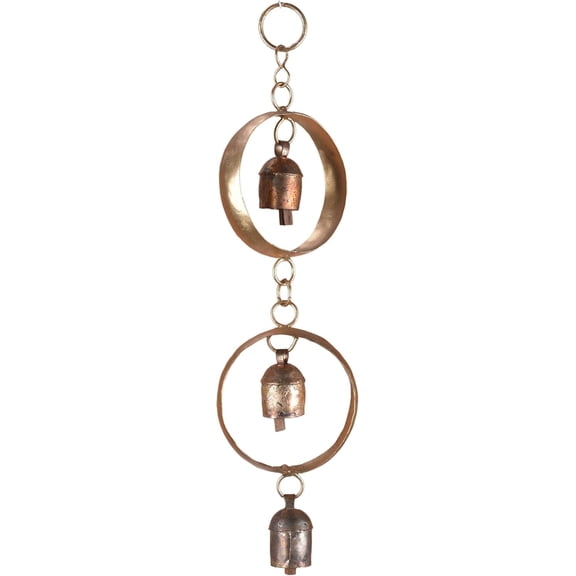 Vivanta 13 Inch Metal Indian Craft Wind Chimes, 3 Hanging Bells, Deep Tone, Outdoor, Handmade