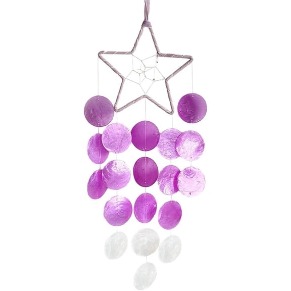 Wind Chimes for Outside Decoration,Balcony Garden Decor of Shaped Capiz Shell Wind Chime,Coastal Style Decor for Indoor/Outdoors, for Women (Purple)
