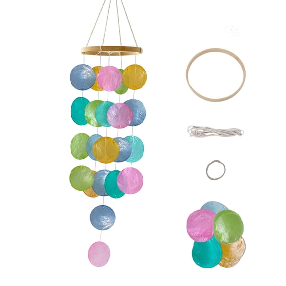 Wind Chimes for Outside Handcrafted Capiz Shell Windchime, Coastal Style Musical Garden Decor for Indoor Outdoor, Beach Ocean Breeze Gift for Women Mom Wind Chime Lovers
