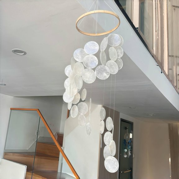 Wind Chimes for Outside Handmade Rainbow Capiz Shells Seashell Sea Glass Arts Windchime Beach Coastal Outdoor Crafts Garden Decor Gardening for Women Patio Finds