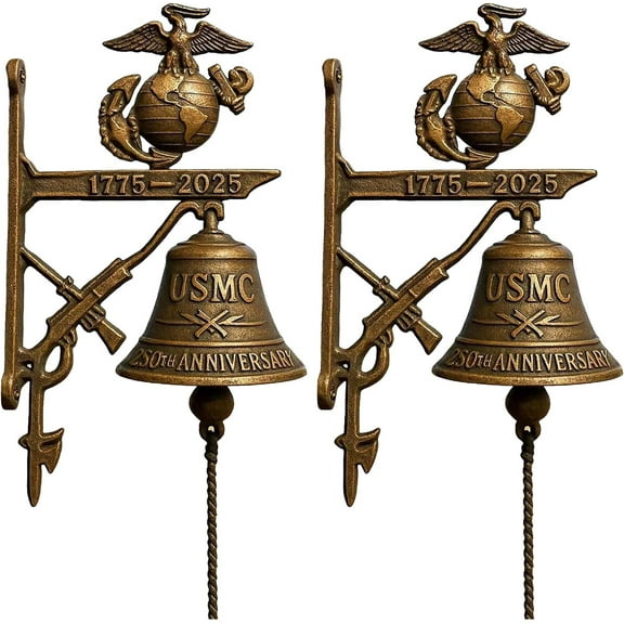 Wind Chimes for Outside - US Marine Corps 250th Anniversary Commemorative Doorbell & Hanging Decor, Meaningful Bell Gift for Veterans & Military Enthusiasts