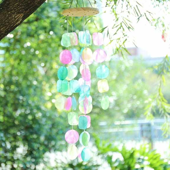 Wind Chimes Shell For Outside,Distinctive Wind Chimes With Unique Shapes,Sea shells Multicolor Garden Windchimes,Shining Brightly,For Patio,Yard,Home decor