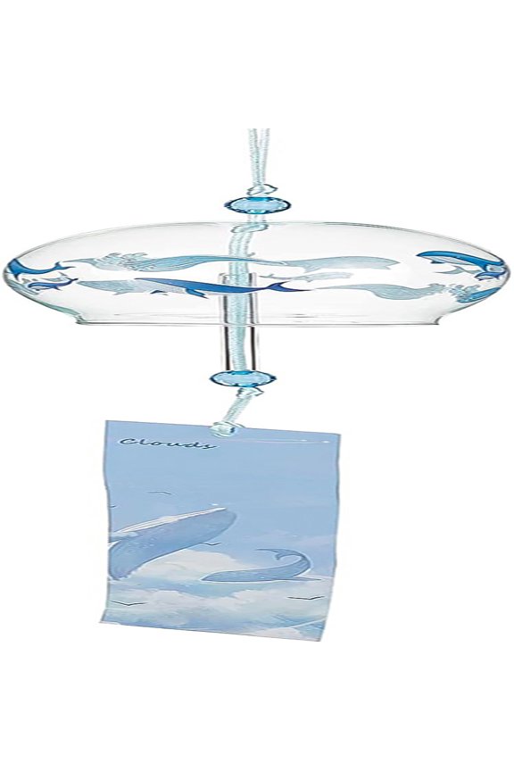 Wind Chimes Whale Pattern Glass Wind Bells Handmade Pendants for Birthday Gift Home Christmas Party Decorations