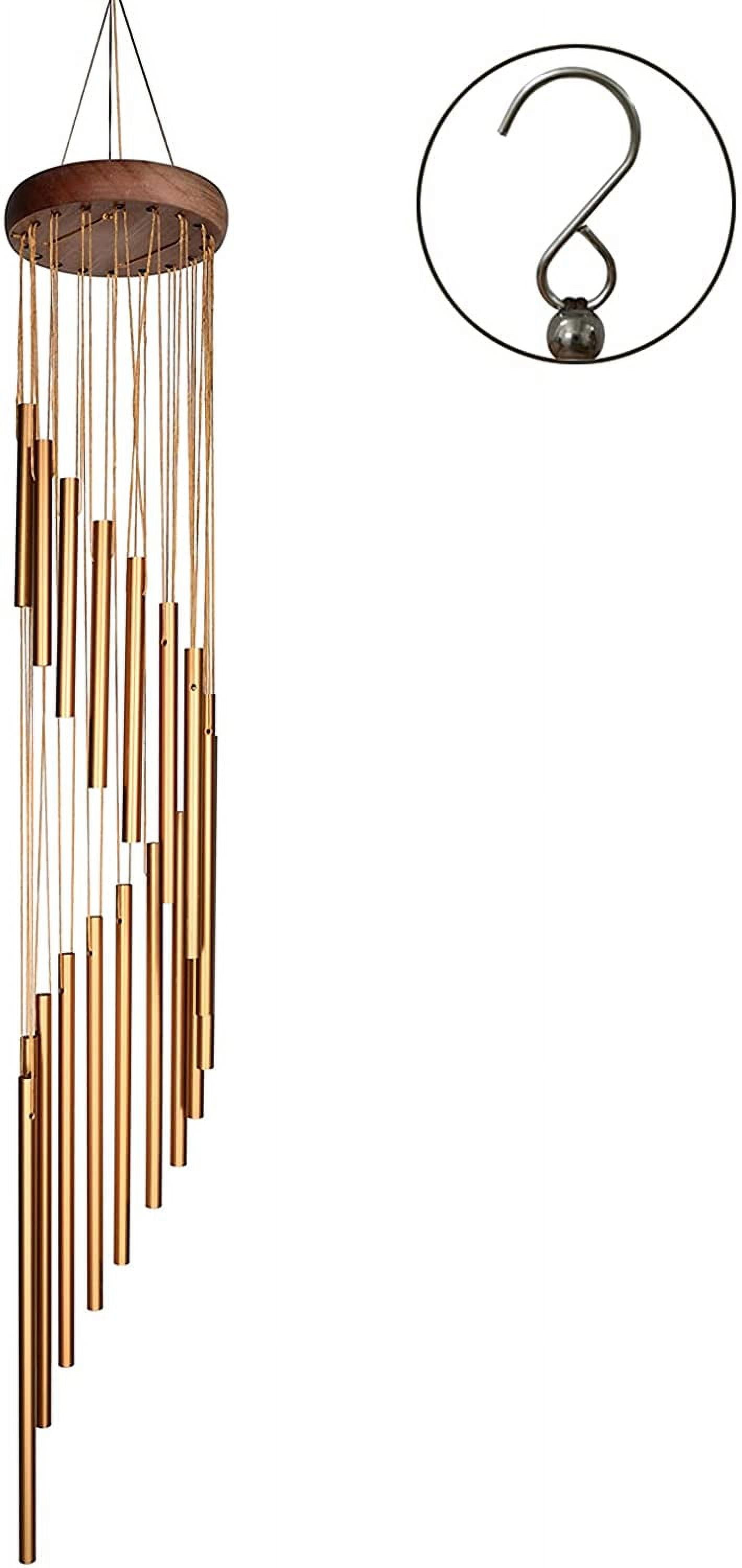 Golden Pine Wood and Aluminum 36'' Outdoor Wind Chimes