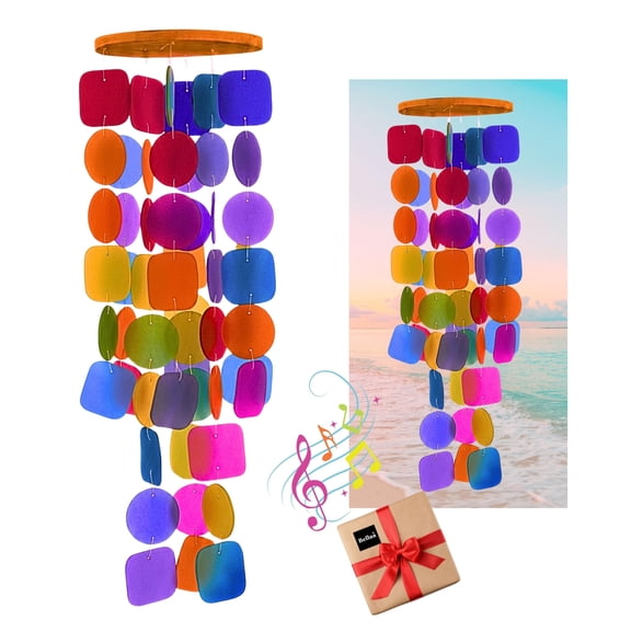Wind Chimes for Outside Capiz Sea Glass Shells Outdoor Windchimes Home Garden Patio Yard Lawn Unique Gifts Mom Grandma