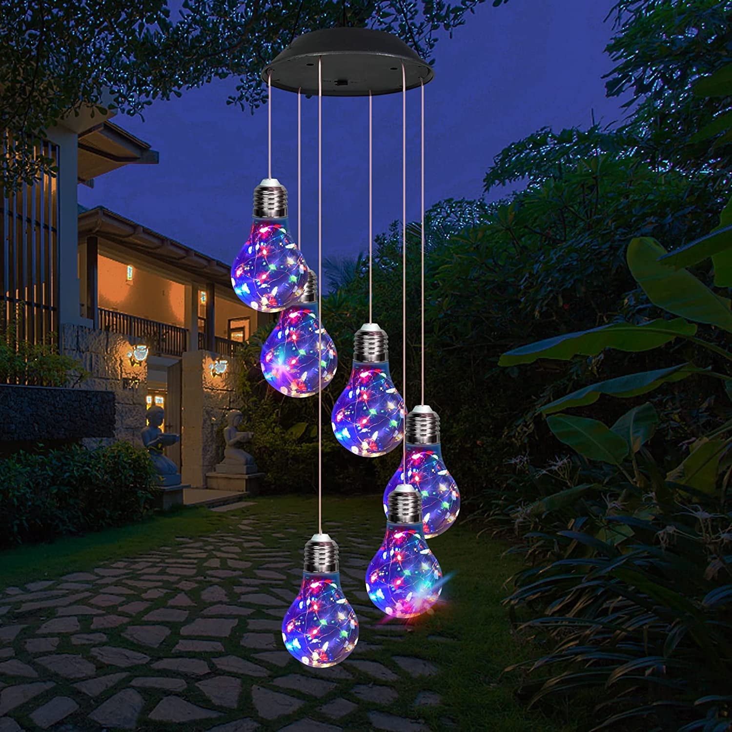 Solar Wind Chimes with Colorful LED Lights Outdoor Christmas Decor for Garden Balcony Bedroom Yard Memorial Gift Walmart