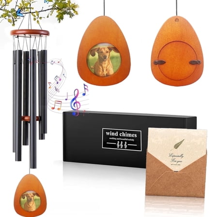 KOYMISKU 26" Wind Chimes for Outside, Personalized Pet Memorial Gifts for Loss of Dog Cat, Remembrance Bereavement Gift for Garden Decor