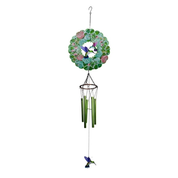 Wind Chimes with Bird Wind Spinner 42.1Inch Windchimes Outdoor Decor Hanging Mobile for Garden Porch Green Metal