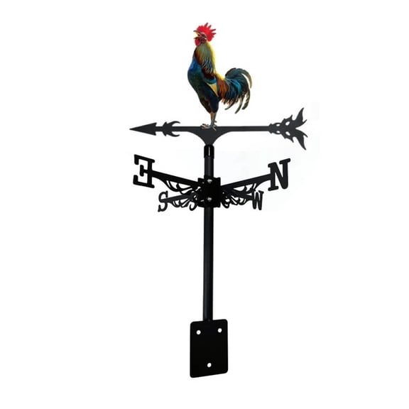 Wind Direction Indicator Metal Weather Vane, ZzCityTK Heavy Duty Roof Mount Decoration with Rust Resistant Finish, Handcrafted Garden Courtyard Sculpture for Patio Garage Barn Gift, Black