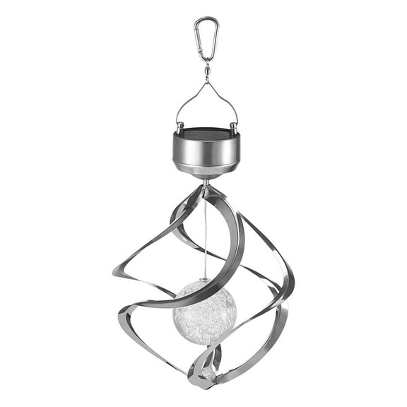 Wind-Driven Lamp Solar Powered Wind Chime Light Outdoor Waterproof LED Color Changing Automatic Rotation Landscape Pendant Light for Courtyard Villa Decoration Silvery Single Piece JASKFLY