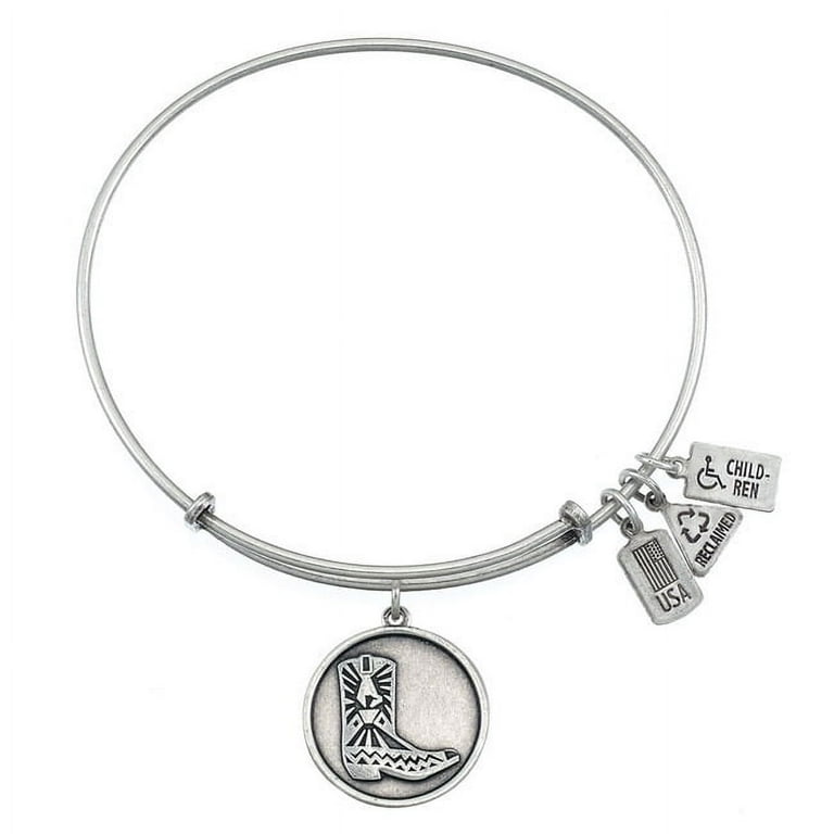 Wind Fire Cowboy Boot Silver Charm Bangle