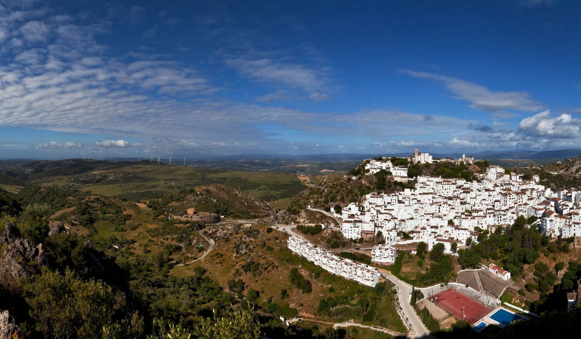 Wind Generators beyond the Village of Casares Malaga Province Andalucia Spain Canvas Art - Panoramic Images (27 x 9)