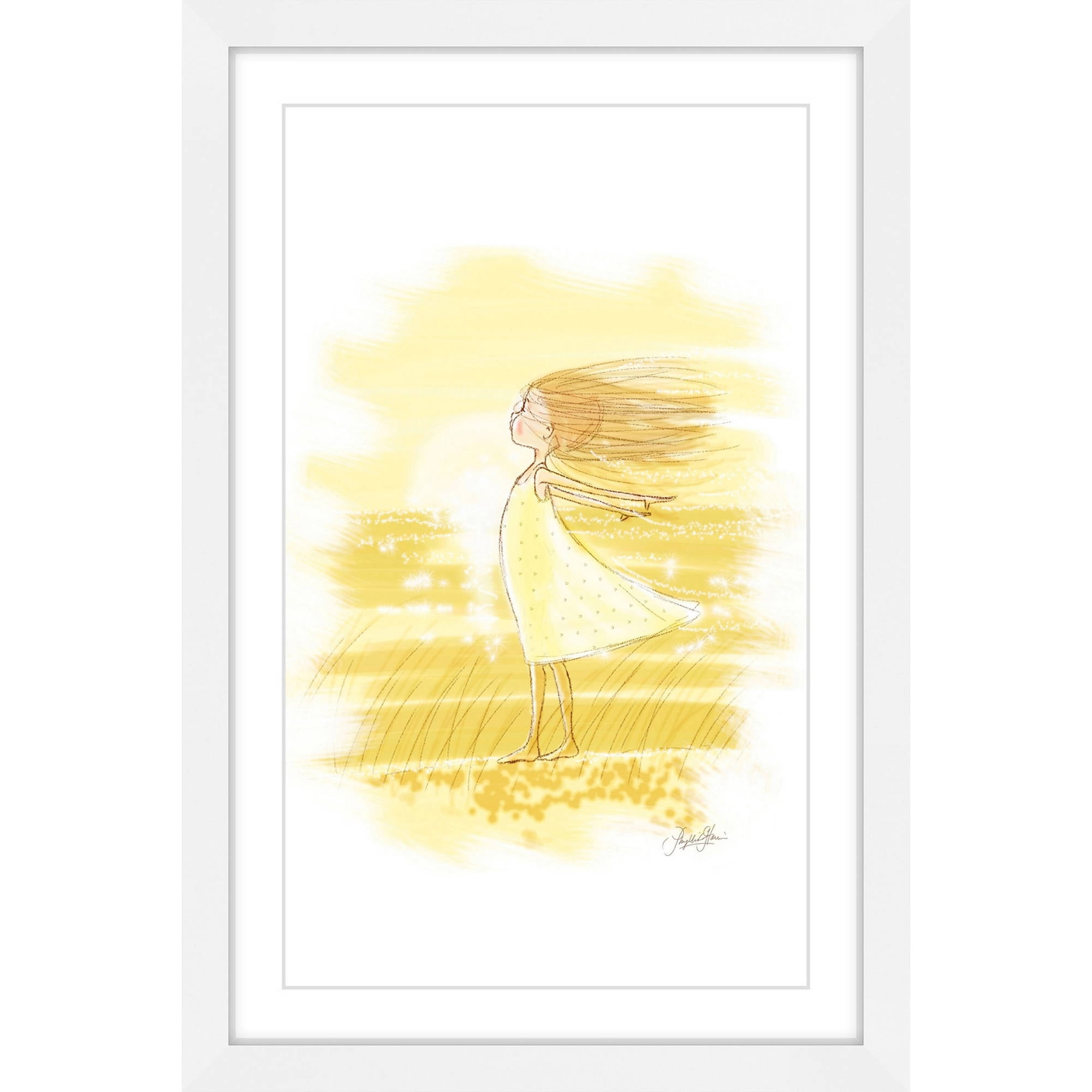 "Wind Girl" Framed Painting Print