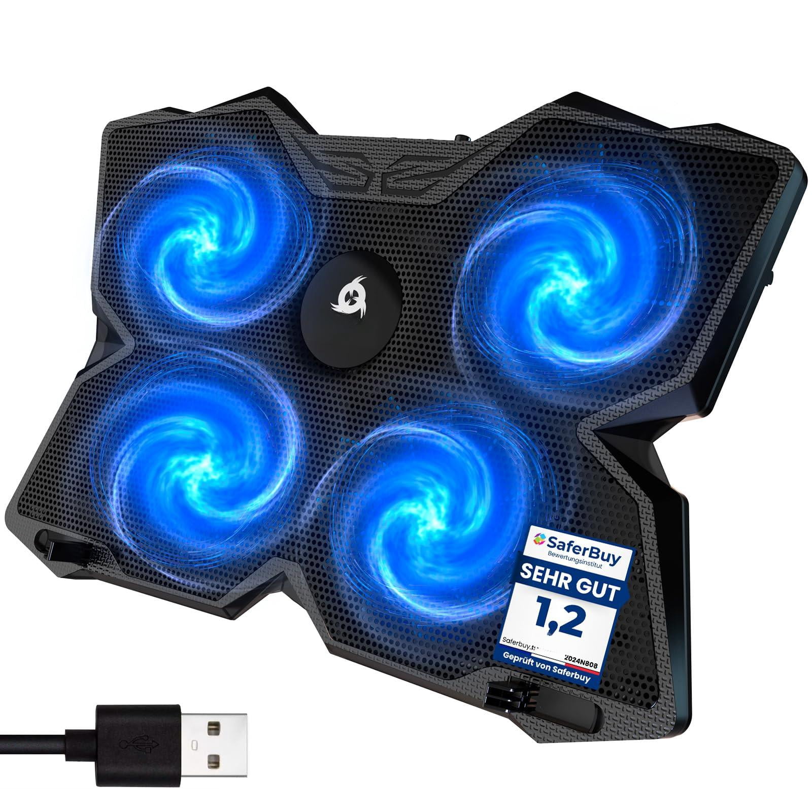 Wind Laptop Pad - More Than 500 000 Units Sold Version The Rapid Action Fan Stand With 4 Fans At 1200 Rpm Usb Ps5 Ps4 Blue
