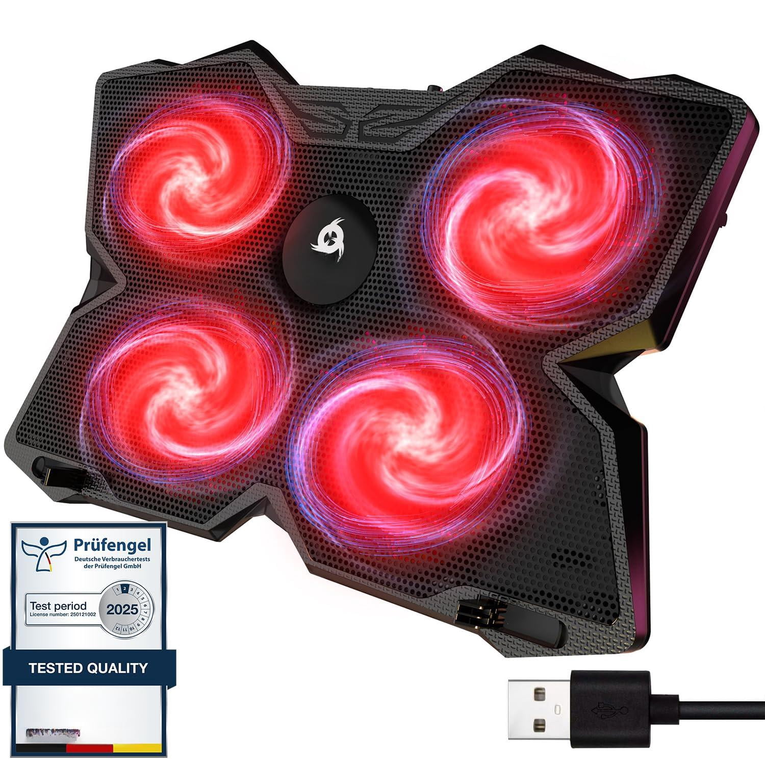 Wind Laptop Pad - Support 11 To 17 Inch Laptops  Ps4-4 Fans Light Quiet Gamer Usb Slim Portable Stand 2021 Version Black