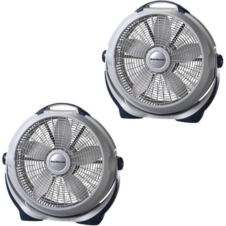 Wind Machine 3300 20 Inch 3 Speed Cooling Pivoting Head Floor Fan (2 Pack)