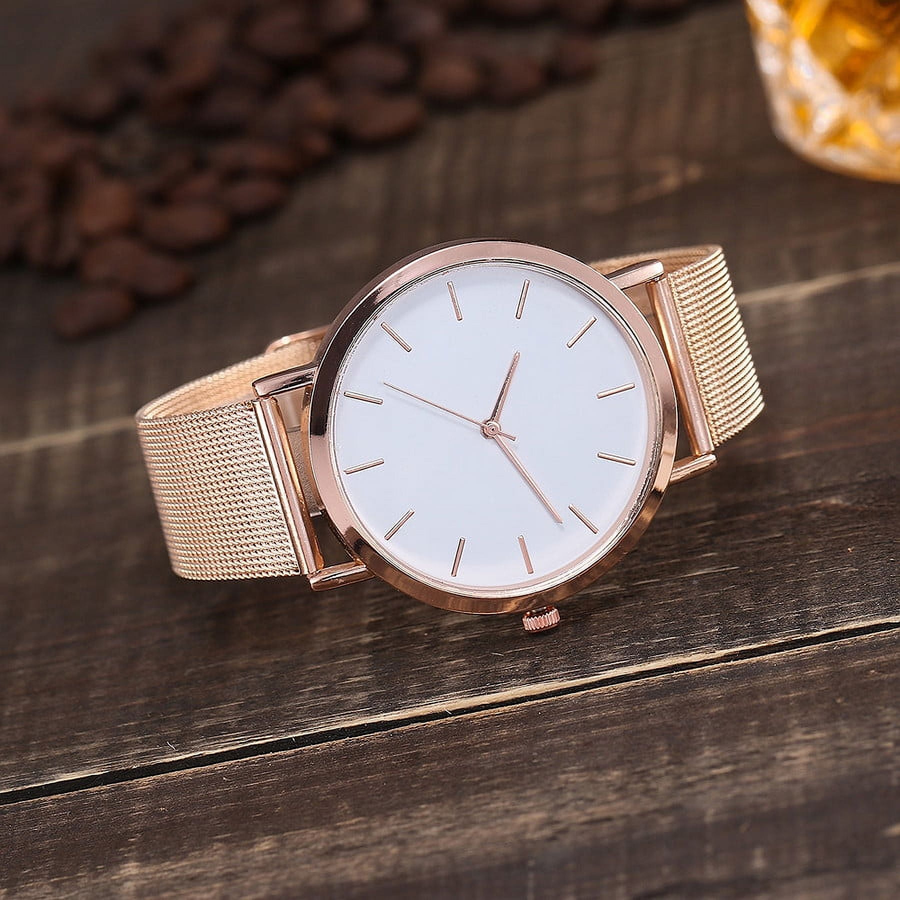 Wind up for Men No Battery Womens Watch with Interchangeable Bands Womens Oversized with Face Casual Quartz Stainless Steel Band Strap Watch Analog