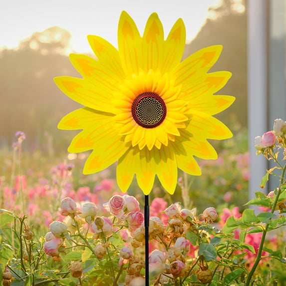 Wind Mill for Yard and Garden,Garden Party Decor,Sunflower Yard Pinwheels, Wind Spinners Large Windmill Pinwheels for Garden, 360° Rotating Windmill Yard Art, Party Outdoor Decor(Yellow 14IN)