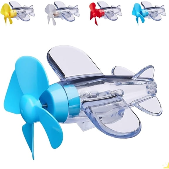 Wind-Powered LED Airplane Propeller Self-Adhesive Light up Spin Copter Mini Flying Toy Waterproof Transparent Luminous Small Airplane with LED Light for Bike Light Car Outdoor Decoration(Blue)