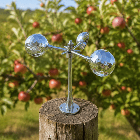 Wind Powered Reflective Bird Deterrent Weatherproof Abs Base Repeller 16.14X16.14X11.61In 1.21Lb 360° Rotating Unit For Farm Pool Garden Orchard Silver