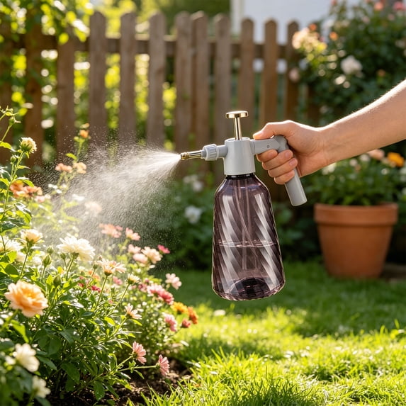 Wind Pressurized Water Spray Bottle, Continuous Fine Mist Sprayer for Household Cleaning, Plastic, White