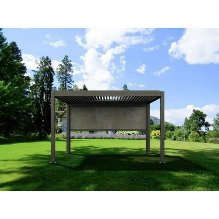Wind Resistant Manual Side Shade/Screen for Villa Pergola, 10 ft., Dark Gray