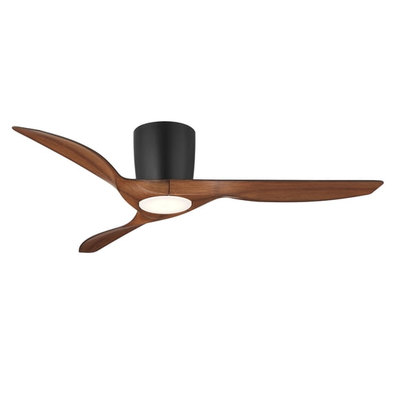 Wind River Ceiling Fans WR2118MBWAL 52 in. Delta Indoor & Outdoor Smart Flush Mount Ceiling Fan, Black & Walnut