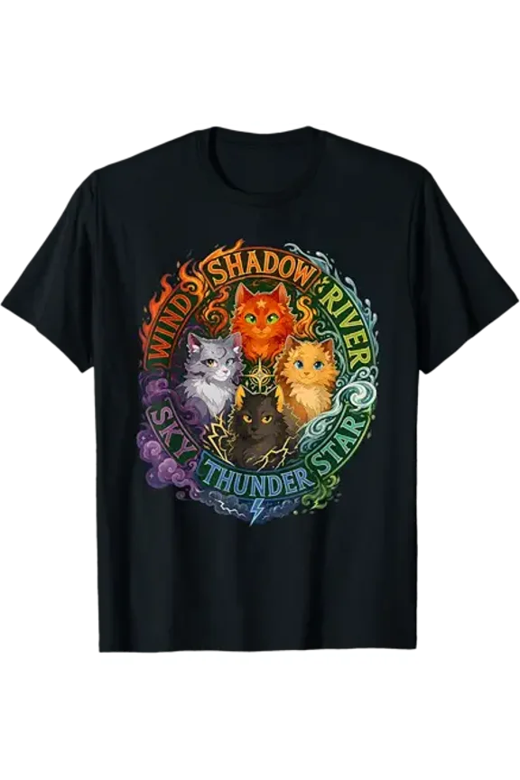 Wind Shadow River Star Thunder Sky Cat Feline,Fire Star Cat T-Shirt, Vintage Birthday Gift