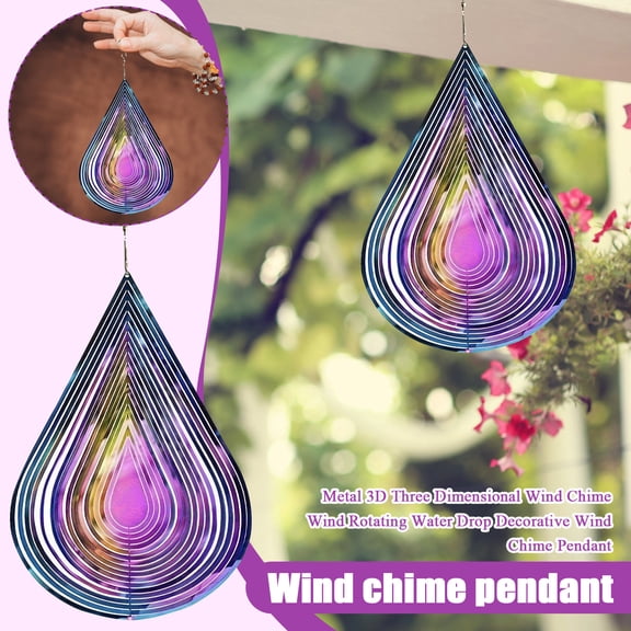 Wind Spinner 3D Water Droplets Shape, Glossy stainless steel material, reflective effect beautifies outdoor garden leisure space