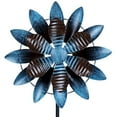Wind Spinner, 48 inch Metal Wind Spinners, Blue Sunflower Dual