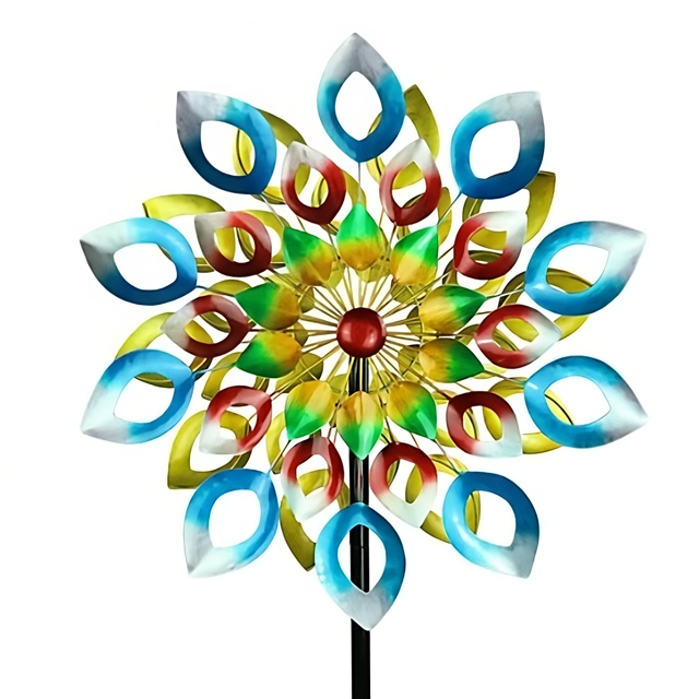 Wind Spinner, 84 inch Large Size Metal Wind Spinners, Colorful Flower