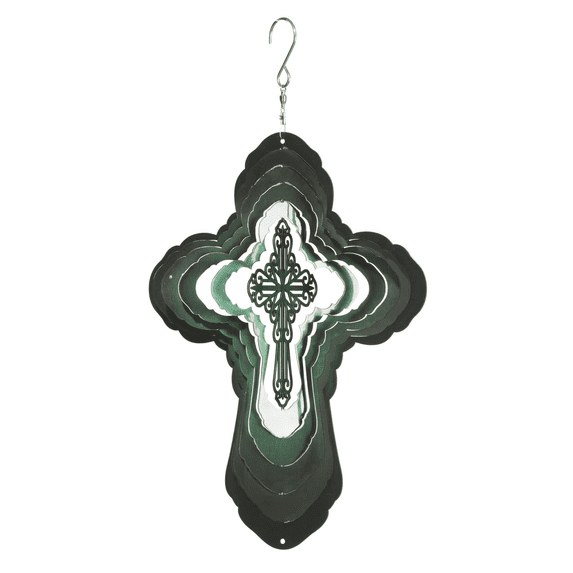 Wind Spinner Cross Steel 12In