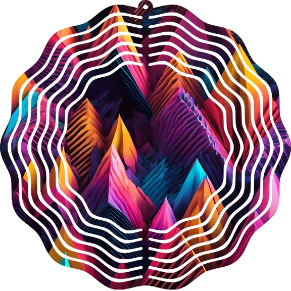 Wind Spinner Hanging 3D Yard Art Round Garden Metal Mobile 10" Twirler Decor New