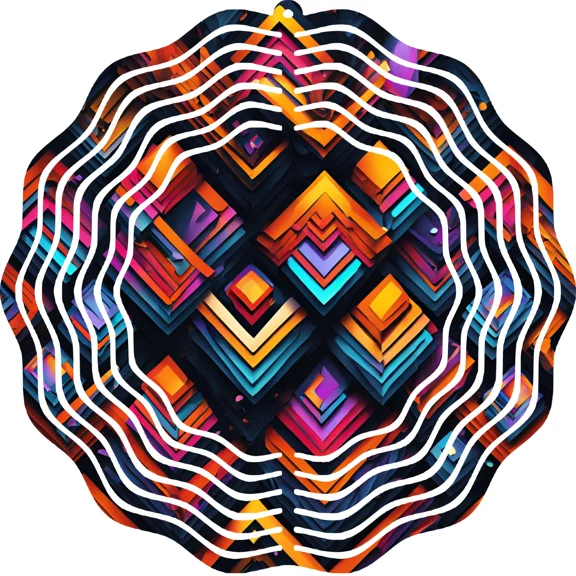 Wind Spinner Hanging 3D Yard Art Round Metal Kinetic 10" Twirler Garden Decor